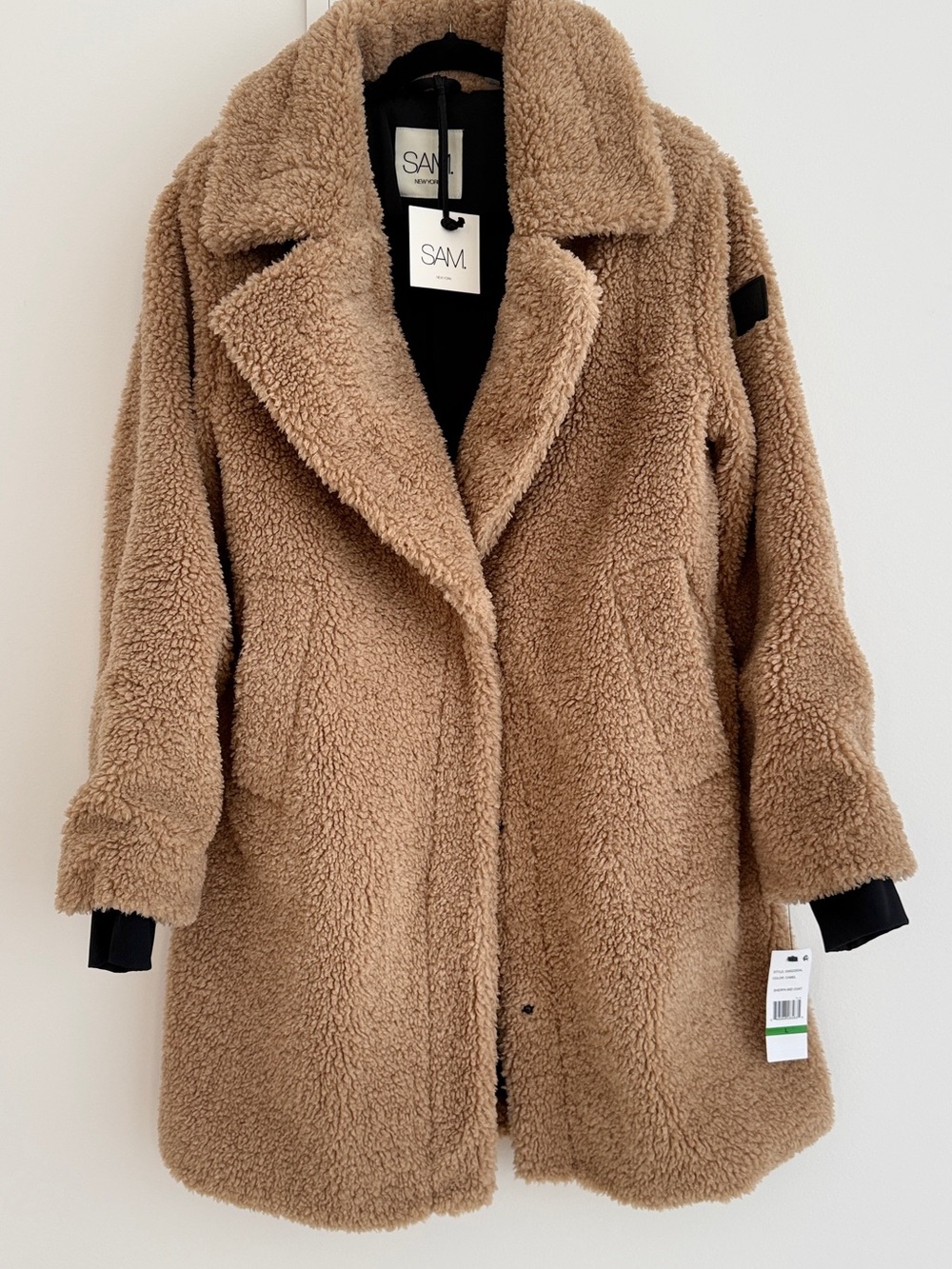SAM. Sherpa Leather Trim Coat